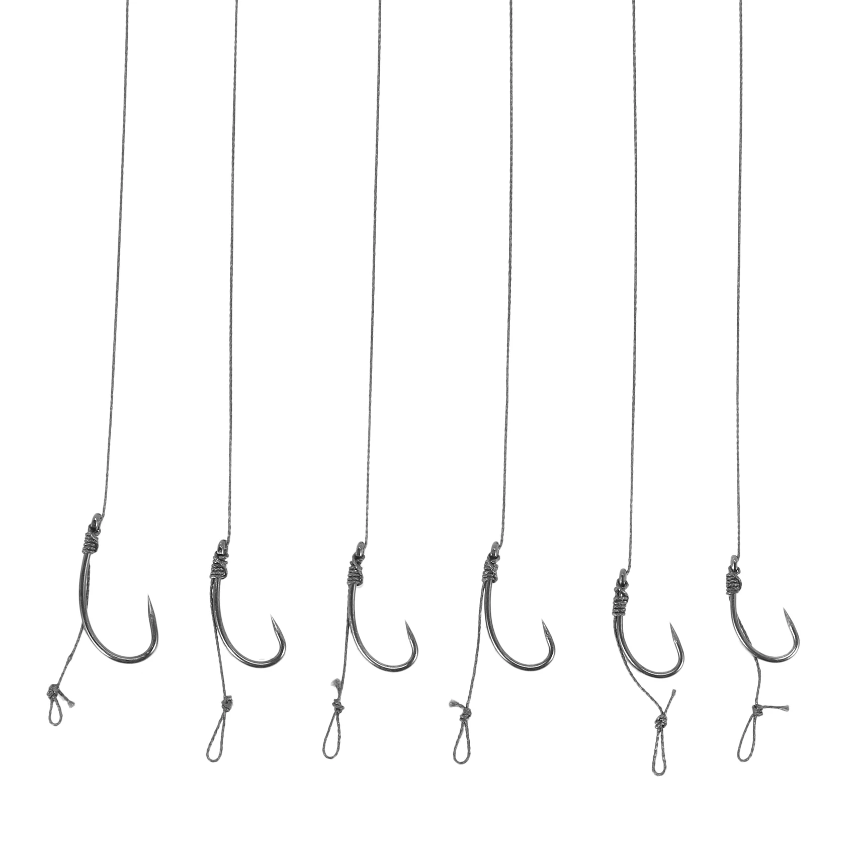 AA75-TOPLY 60 x Haar-Rigs, ohne Widerhaken, Größe 6, 8, 10, Karpfen-Angel-Rigs, NGT-Gerät, 12 Pfund, Geflecht