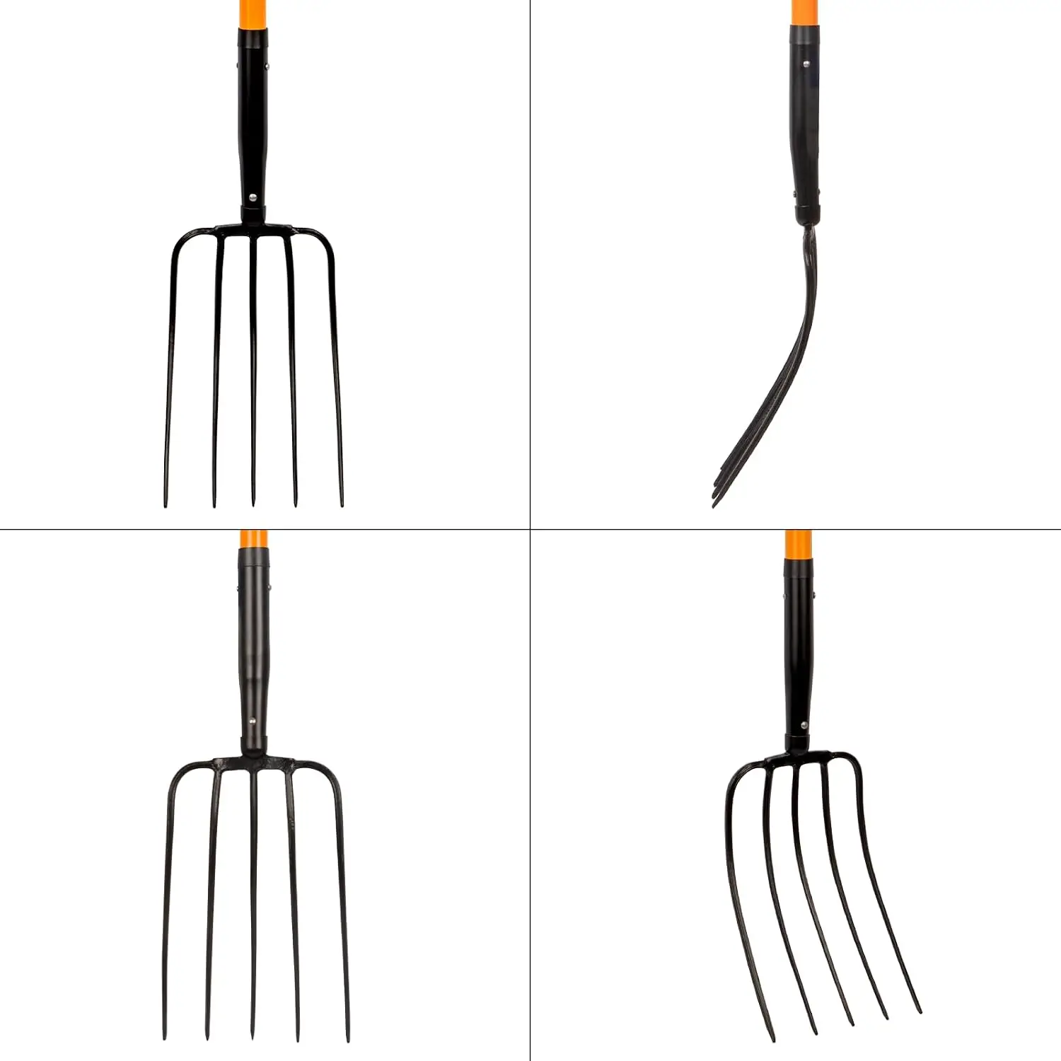 5 Tine Pitch Fork for Gardening, Heavy Duty Garden Fork with Fiberglass Handle, 58 Inch