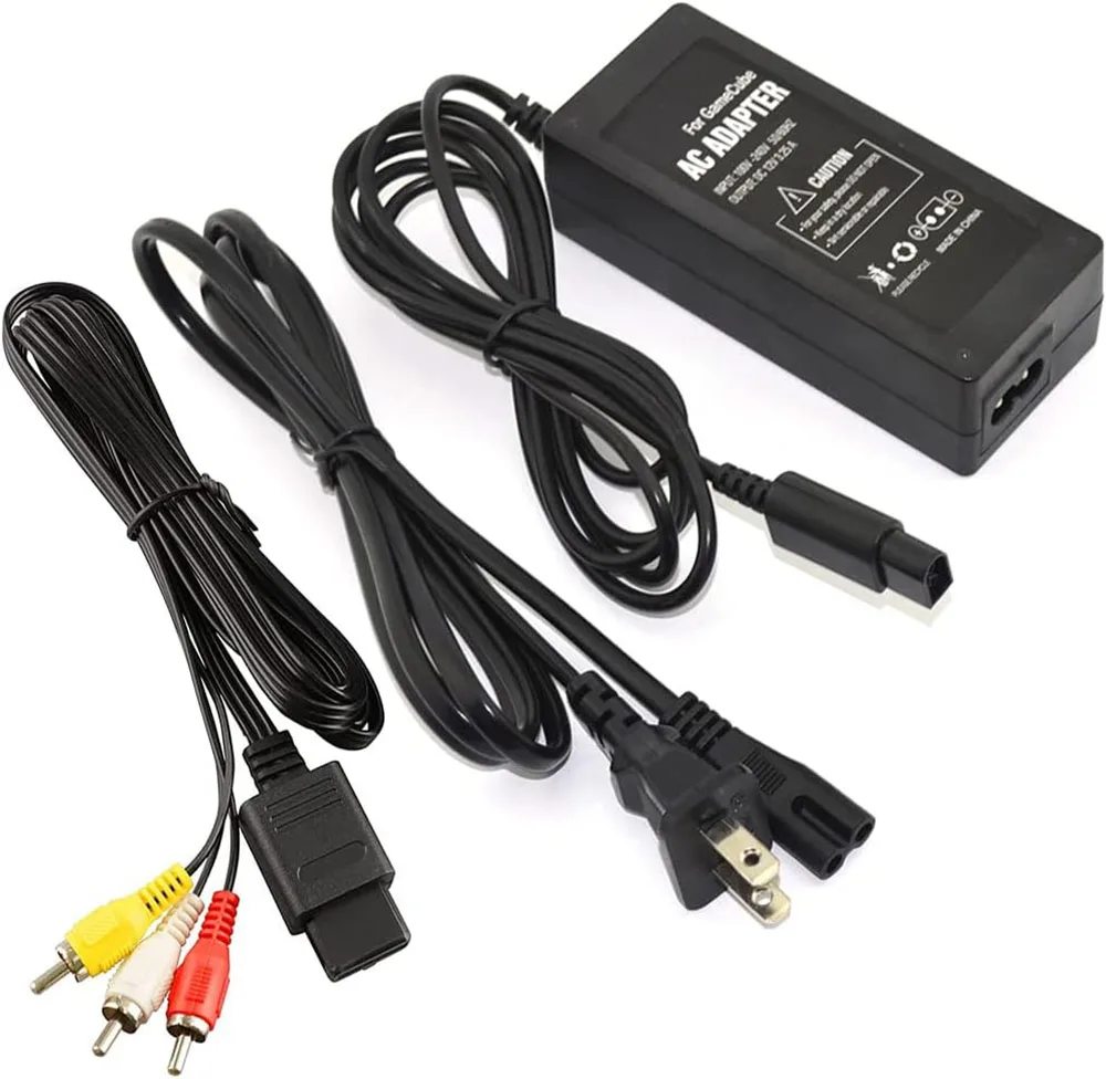 AC Power Supply for Gamecube, AV Composite Cable Cord Compatible with Gamecube NGC Console