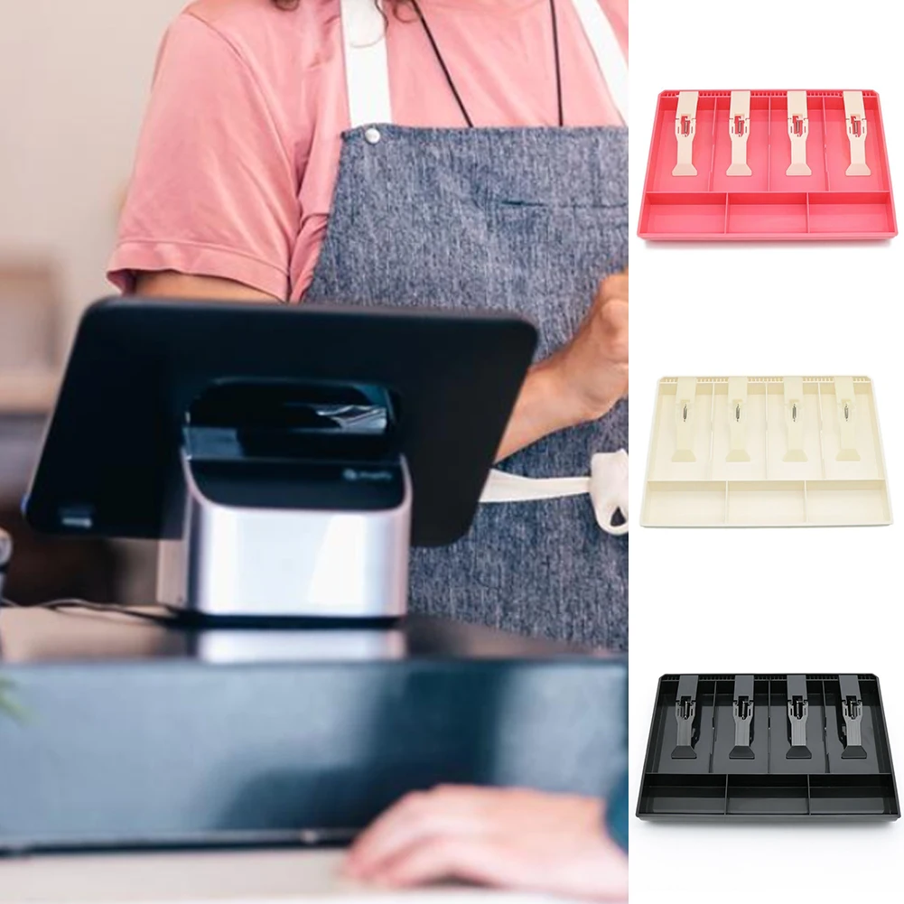 4 griglia registratore di cassa vassoio cassiere cassetto moneta con Clip Hotel supermercato cassetto monete negozio classificare organizzatore
