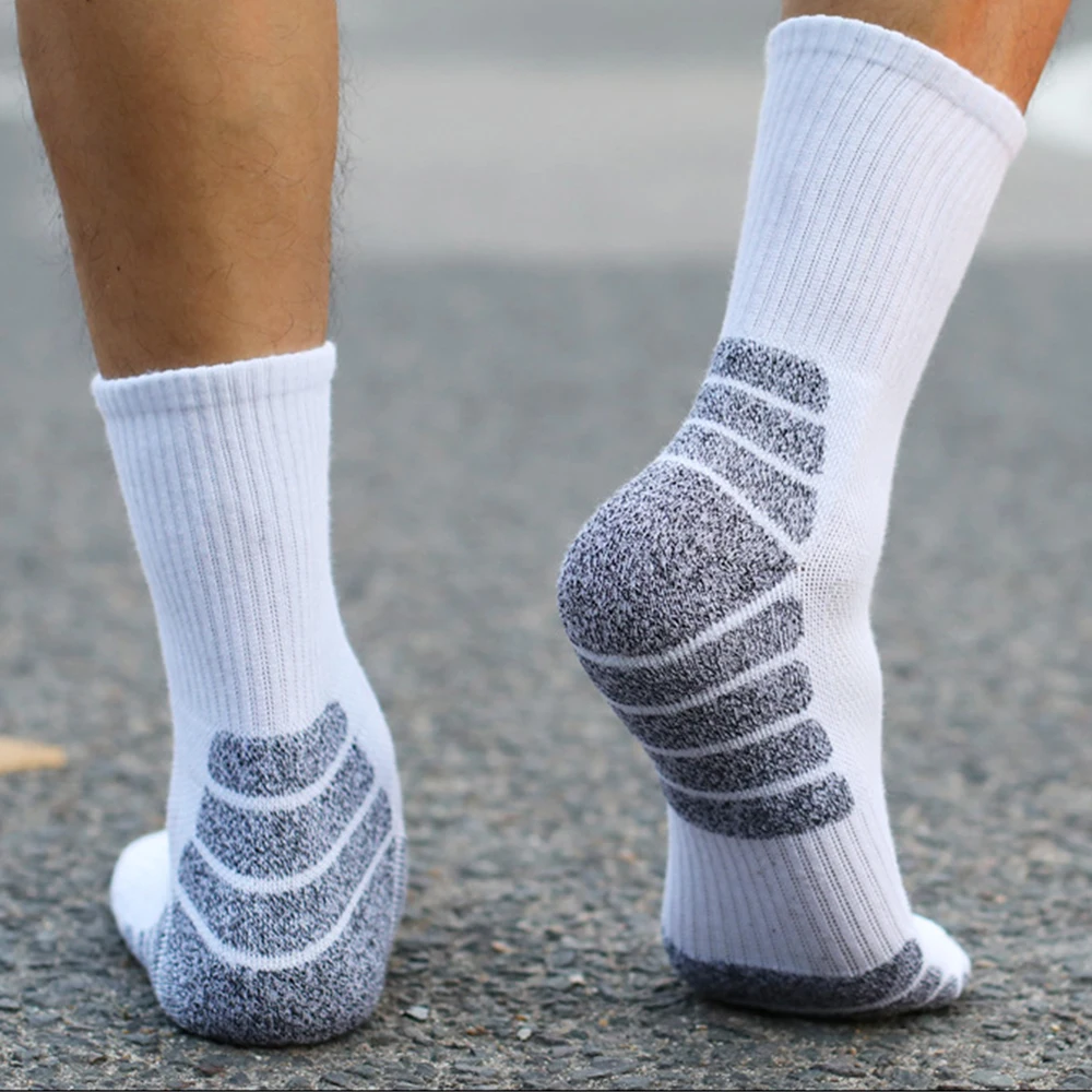 1Pairs Cotton Men's Socks High Quality Thick Towel Bottom Black White Grey Women's Crew Socks Anti-Odor Breathable Sports Socks