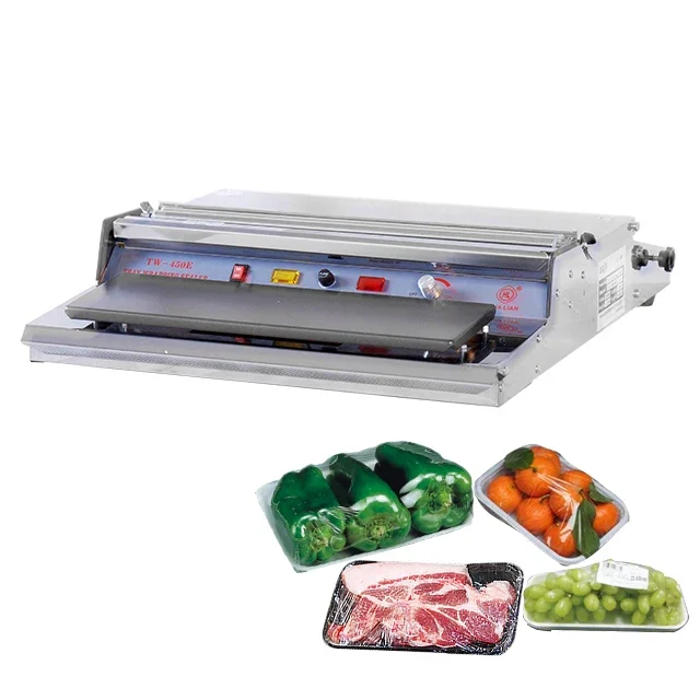 

TW-450E HUALIAN Desktop Hand Food Meat Vegetable Fresh Cling Film Tray Wrapping Sealer 45pcs/min Film,film