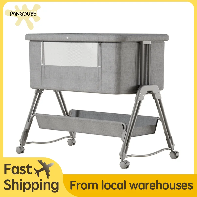 PANGDUBE Lettino per bambini, culla pieghevole senza montaggio con modalità bilanciere e ruote Zanzariera e borsa per dormire regolabile a 5 livelli