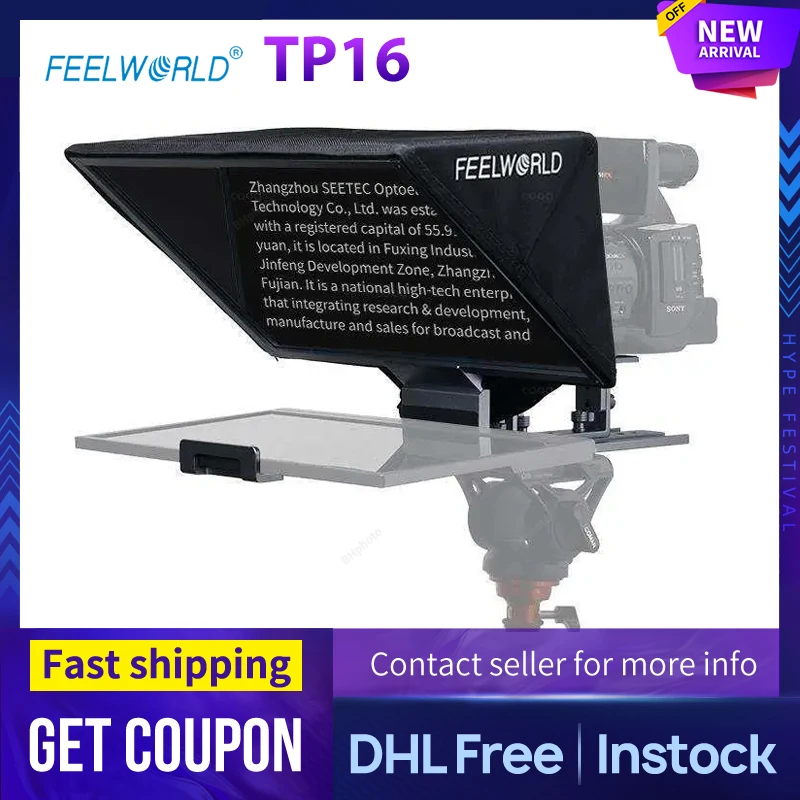 FEELWORLD TP16 16 بوصة ملقن قابل للطي يدعم ما يصل إلى 16 "الكمبيوتر اللوحي الأفقي العمودي Prompting APP التحكم عن بعد حمل