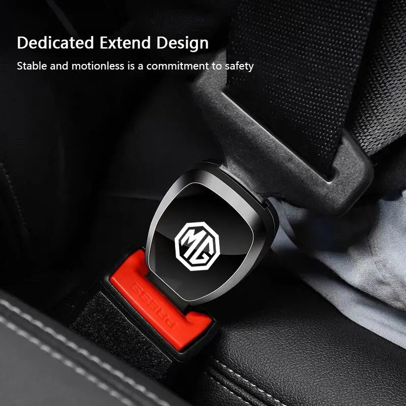 Metal Seat Belt Buckle Extension Clip Safety Seatbelt Extender For MG HS ZS MG4 Mulan MG5 GT, Mirror Finish MG Logo Car Interior 4