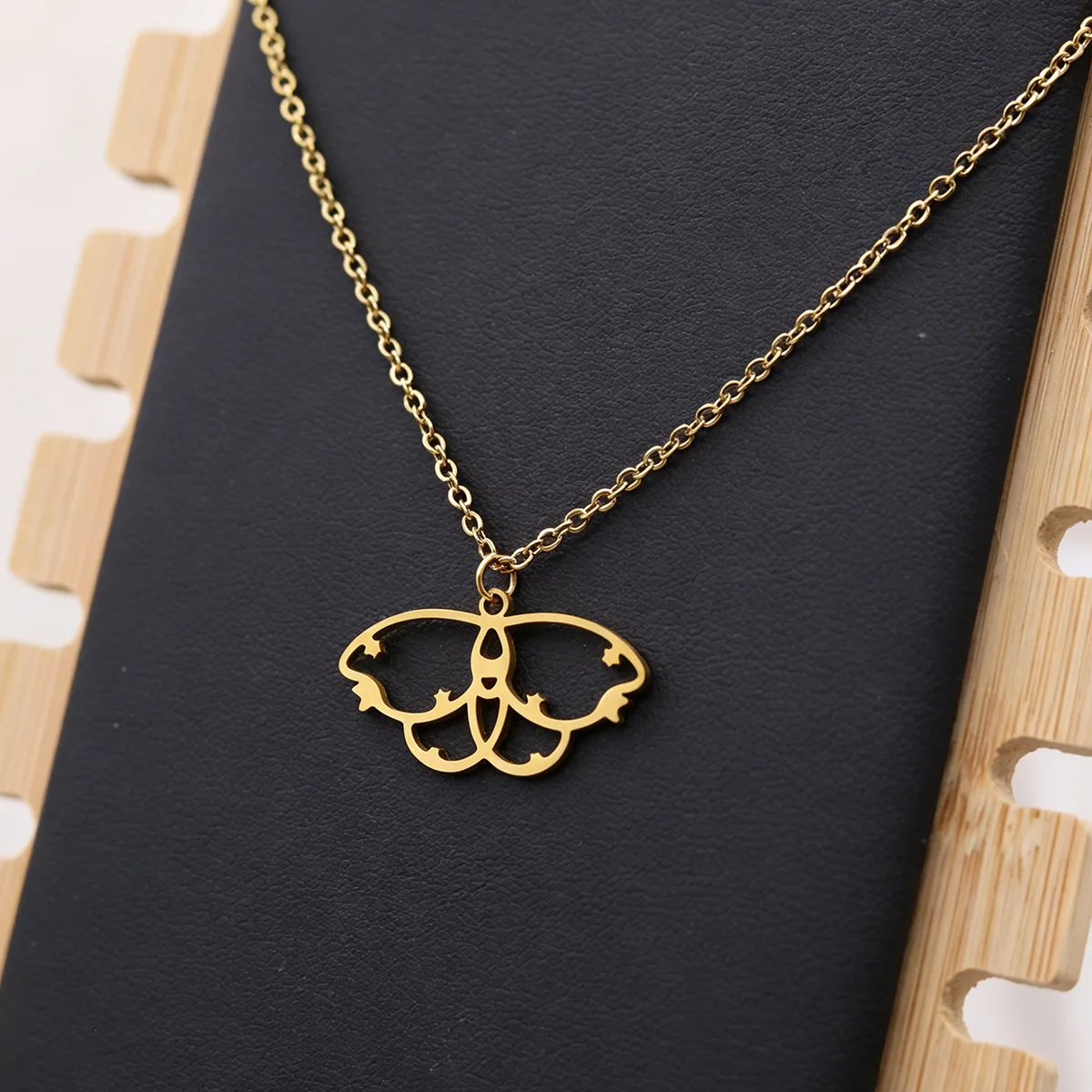 Chandler Moon Phase Luna Moth Necklace Stainless Steel Insect Necklace Hollow Butterfly Choker Celestial Jewelry Girl Gift