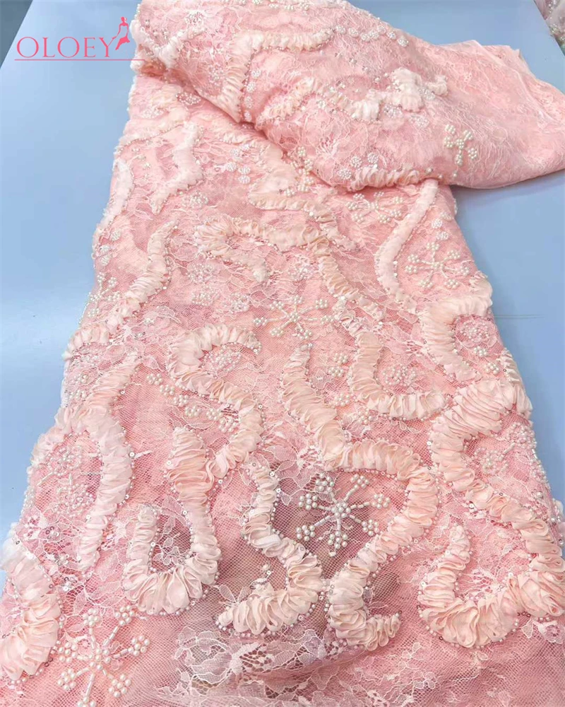

Luxury Nigerian African Beaded Lace Fabric with High Quality Sequins Embroidery 2026 French Lace for Sewing Latest Design