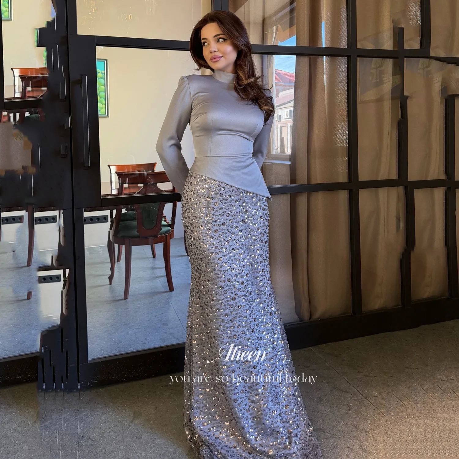 Aileen Пла Garonaе Yalч Daarнее Vestido de noche para mujer فسات БmaveraRobes de Soirée Vestidos de novia para fiestas Lentejuelas Sirena personalizada