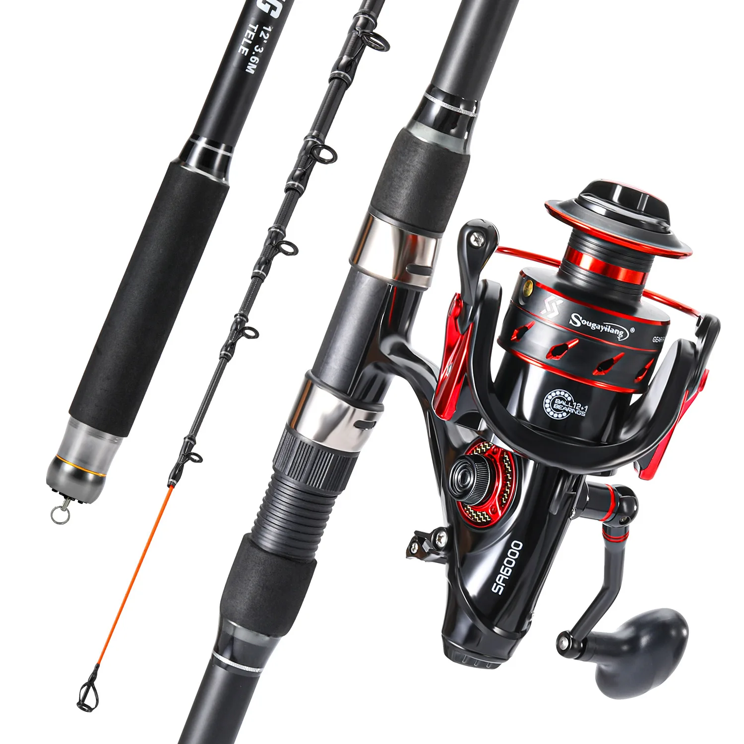 

Sougayilang 3.6/3.9/4.2m Telescopic Fishing Rod and Spinning Fishing Rod Kit Sea Fishing Pole Max 15kg Fishing Reel Sea Boat