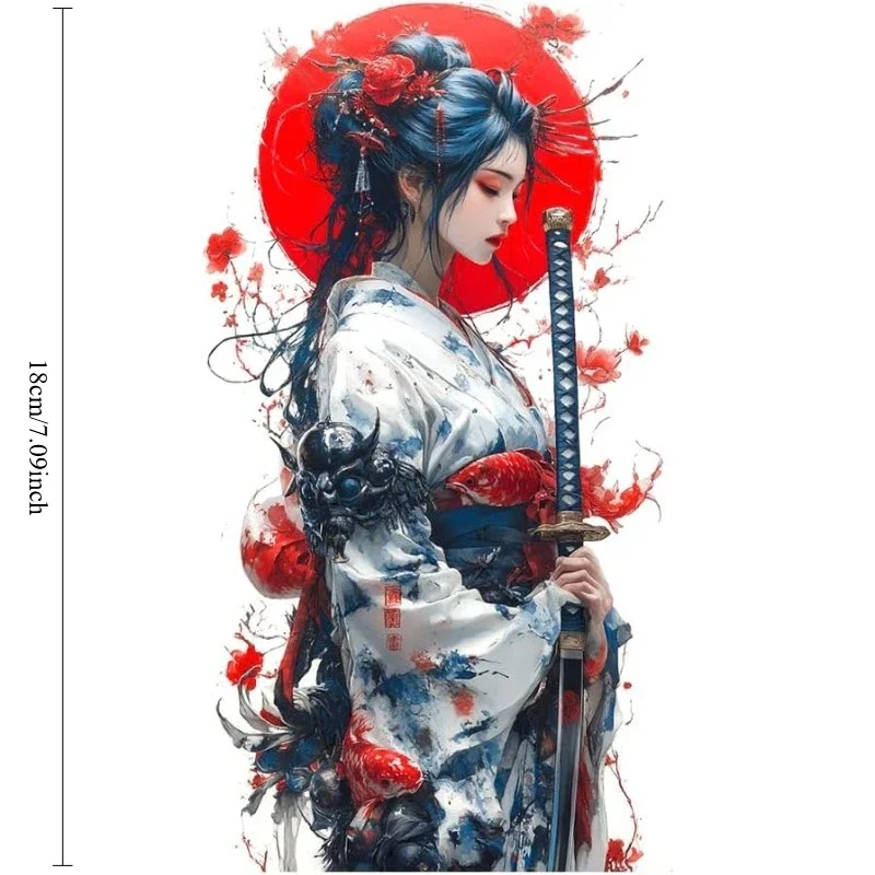 Japanese Female Samurai Geisha Vinyl Sticker Waterproof Decal for Car Bumper Window Laptop Trunk Kawaii Auto Decor