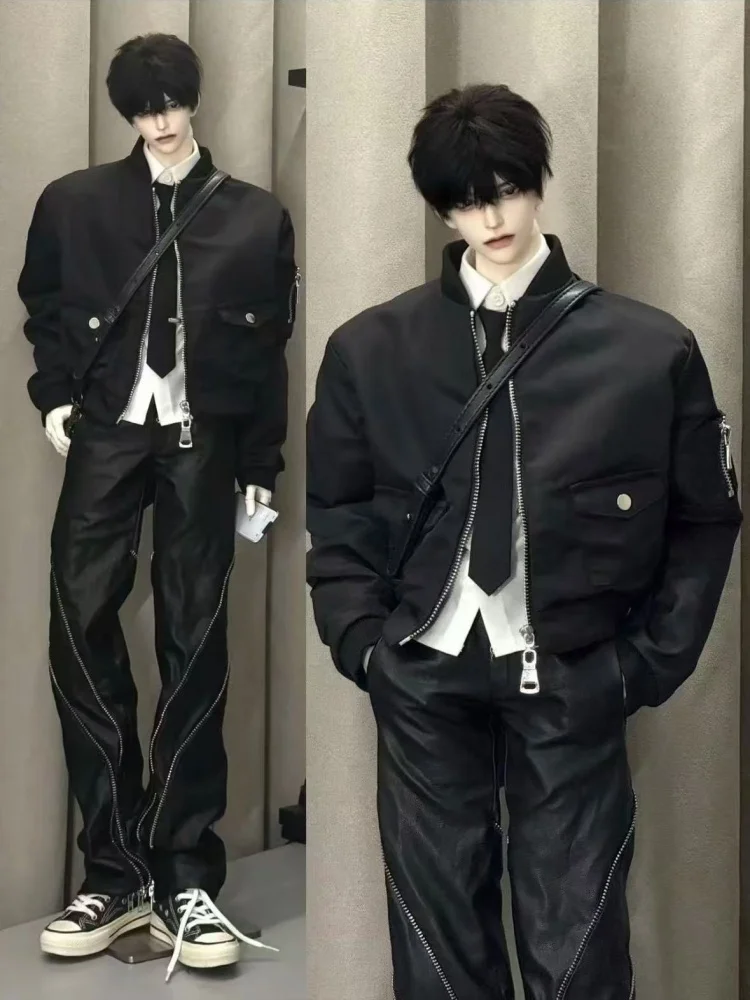 Ubranka dla lalek BJD dla lalek o wysokości 75 cm, czerwono-czarno-khaki płaszcz, kurtka, akcesoria odzieżowe dla lalek (tylko płaszcz, bez lalki)