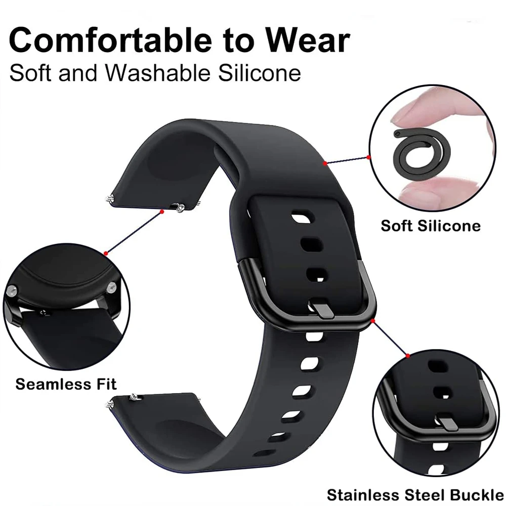 20 مللي متر 22 مللي متر سيليكون حزام ل Amazfit Bip 5/6 GTR 4/GTS 4 mini 3 2 الرياضة سوار حزام الساعات ل Amazfit التوازن 2/نشط 2 حزام