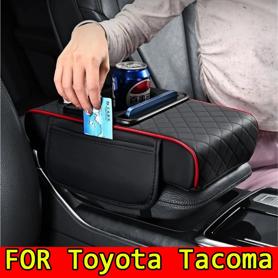 

For Toyota Tacoma Crew Cab 4-Door 2007-2023Multifunctional PU Leather Armrest Box Pad, Non-Slip Wear-Resistant & Heightened