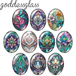 Beauty Fashion Flowers Colorful 10pcs 13x18mm/18x25mm/30x40mm Oval photo glass cabochon demo flat back Making findings