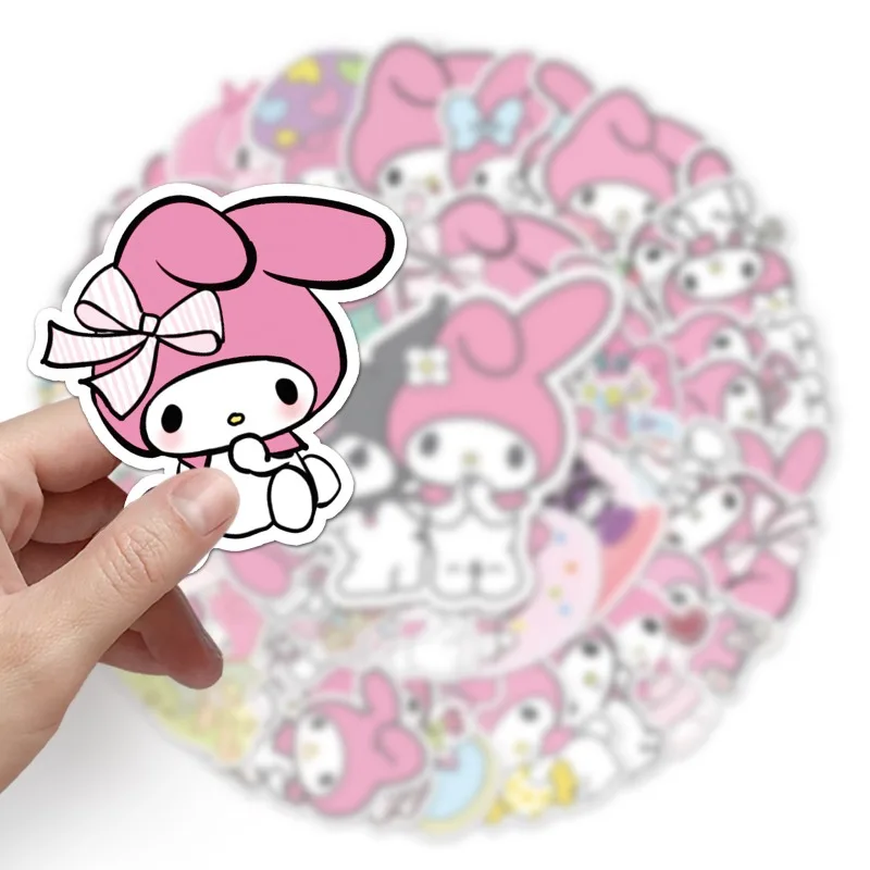 50 pçs nova sanrio melodia doodle dos desenhos animados bonito mala à prova dwaterproof água diy caso do telefone móvel copo de água adesivo para amigos