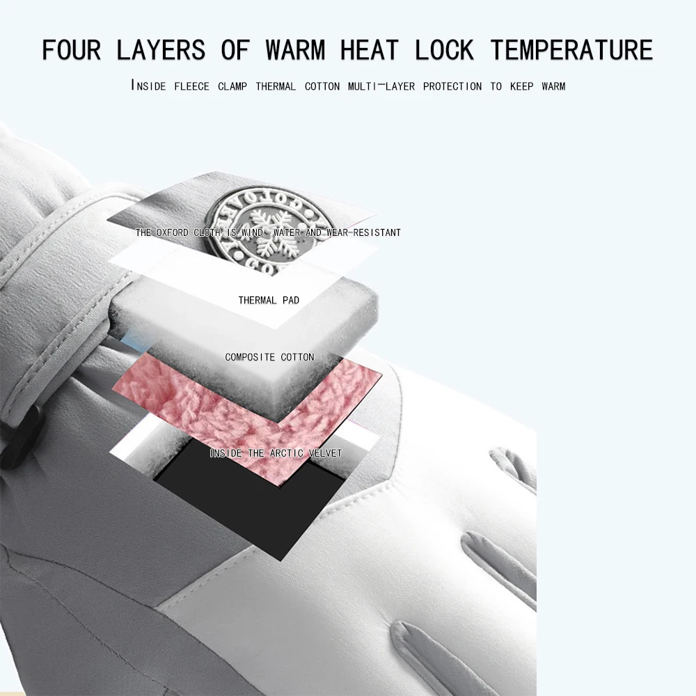 Luvas de esqui quente ultraleve impermeável para homens e mulheres, esporte ao ar livre, snowboard, equitação de motocicleta, neve, inverno