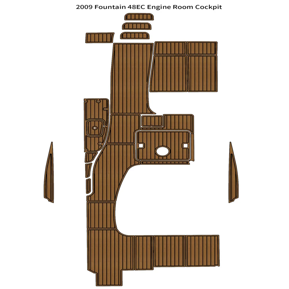 

2009 Fountain 48EC Engine Room Cockpit Pad Boat EVA Foam Faux Teak Floor Mat SeaDek MarineMat Gatorstep Style Self Adhesive