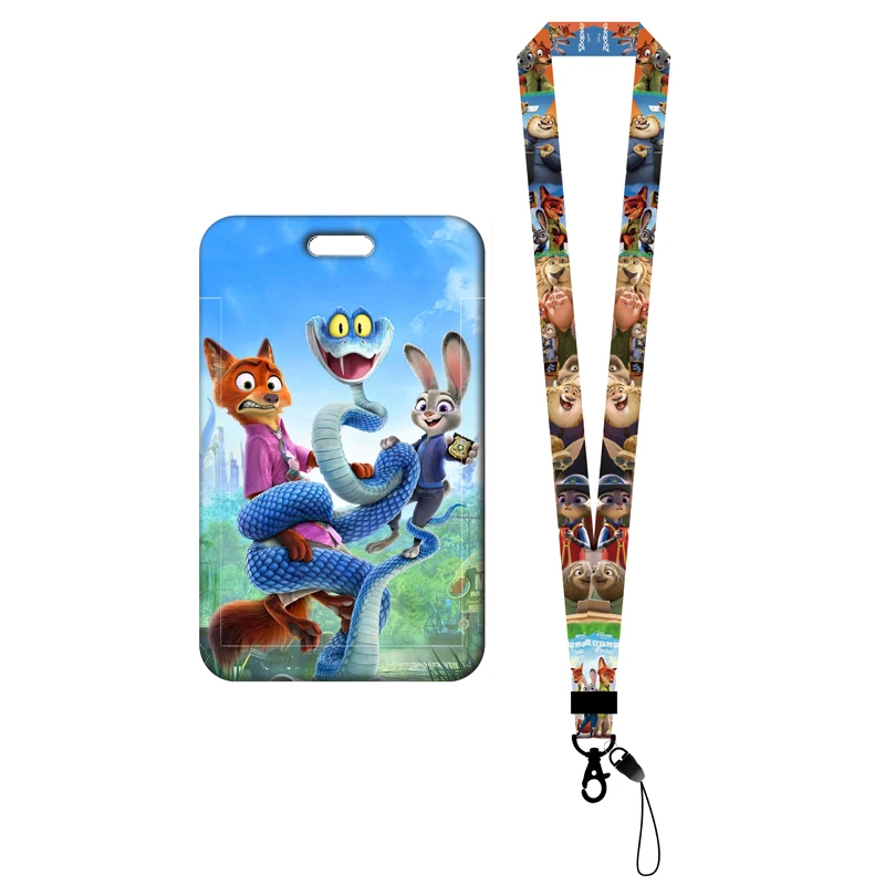 สายคล้องคอพร้อมที่ใส่บัตรการ์ตูนดิสนีย์ ซูโทเปีย สำหรับผู้หญิง ของใหม่ ที่ใส่บัตรแบบคล้องคอสำหรับนักเรียน ของขวัญสำหรับเด็ก