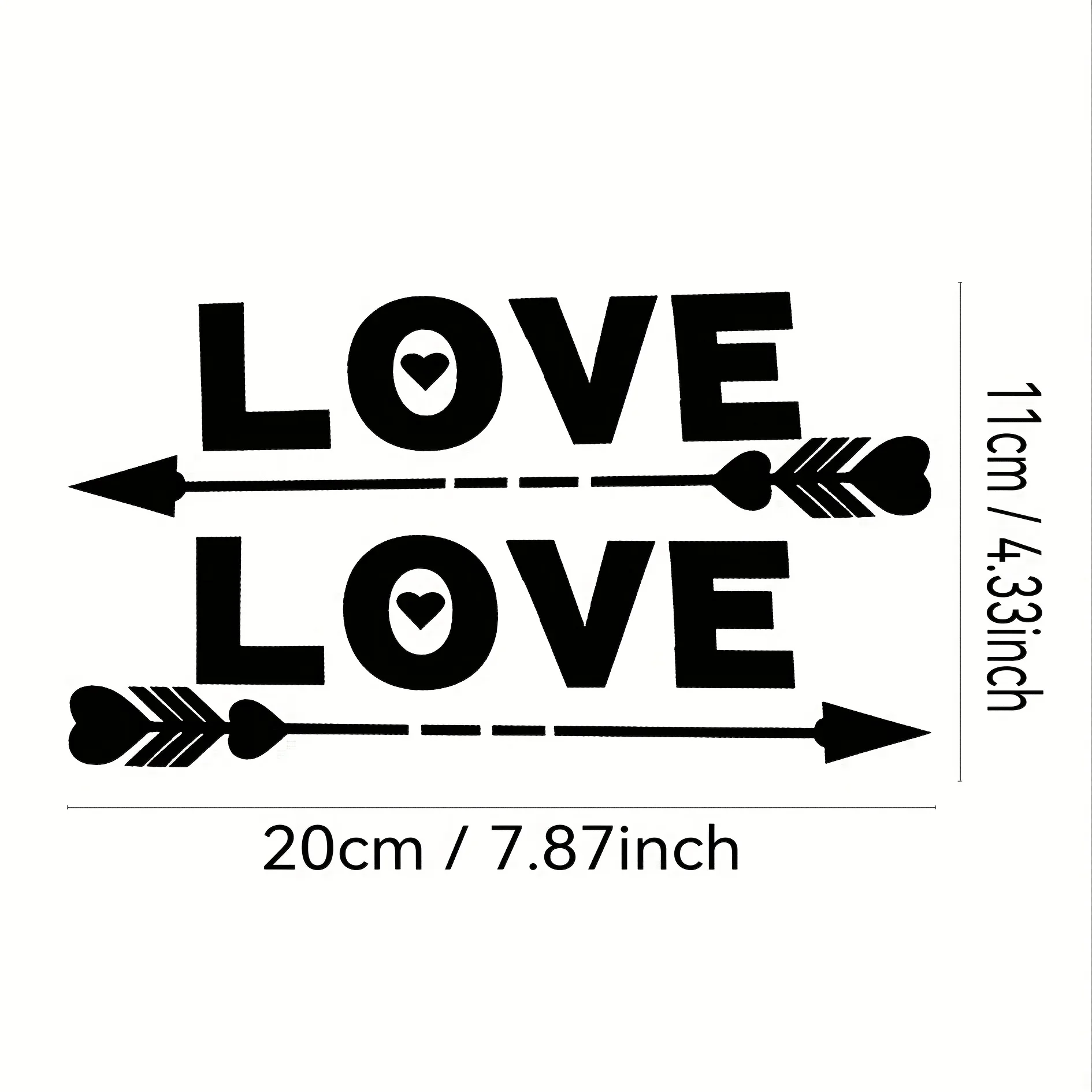 2D Flat 1set LOVE Heart Arrow Vinyl Sticker, Waterproof UV Resistant, for Car Rearview Mirror Motorcycle Decor, Holiday Gift