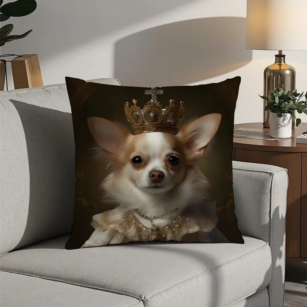 Renaissance Royal Dog Pillow Case Plush Fabric Soft  Pillowcase Double Sided Print Cushion Cover Household Gifts