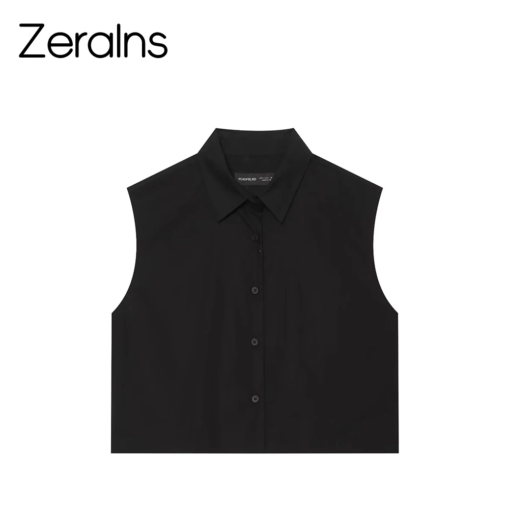 ZERAINS 2026 summer new women's clothing simple and fashionable sleeveless lapel back three-dimensional cut top