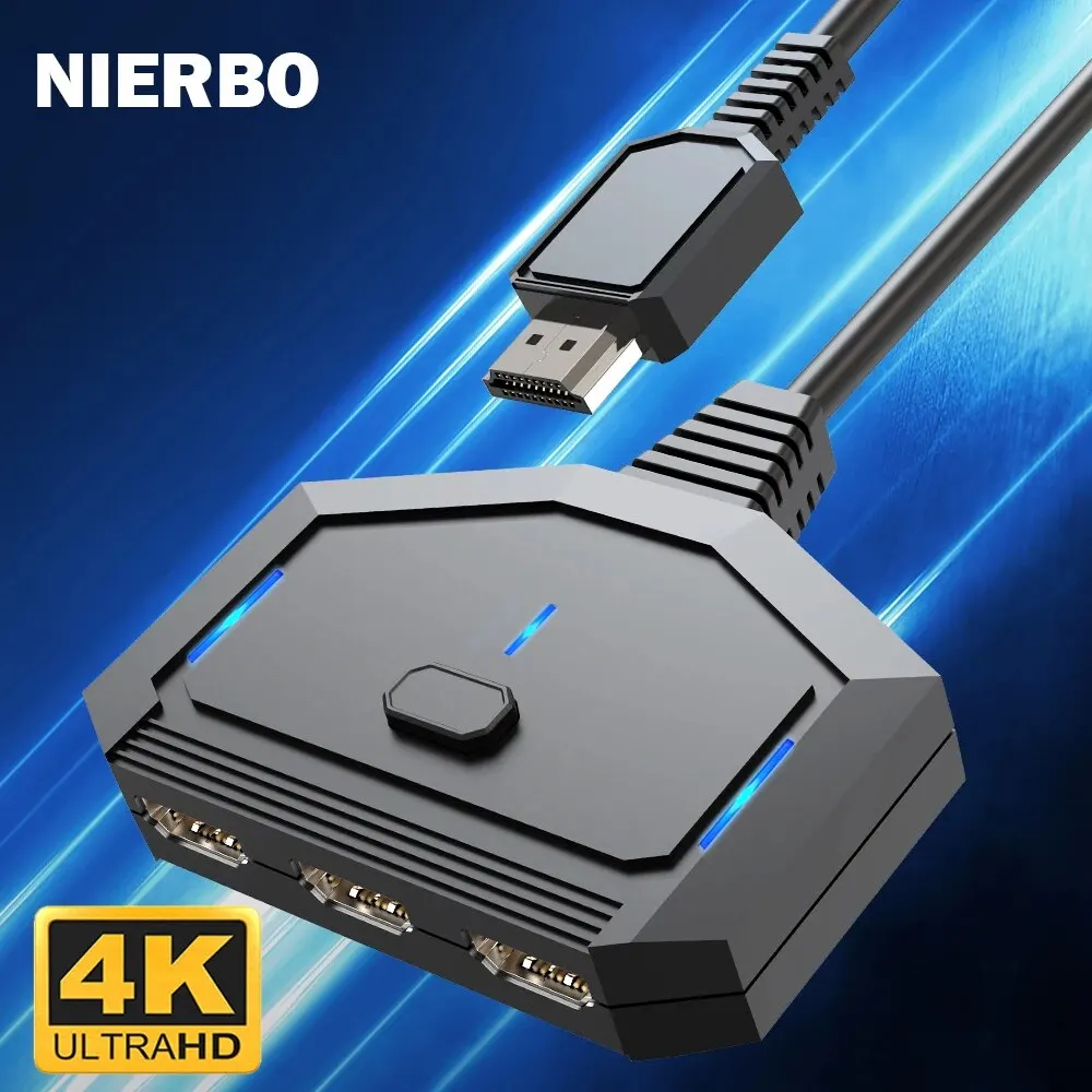 NIERBO 3 in 1 Out 4K HDMI Switch HD Selector Switcher HDMI 2K 1080P Ultra Full HD Support Auto Manual Switch for Xbox PS5 FireTV