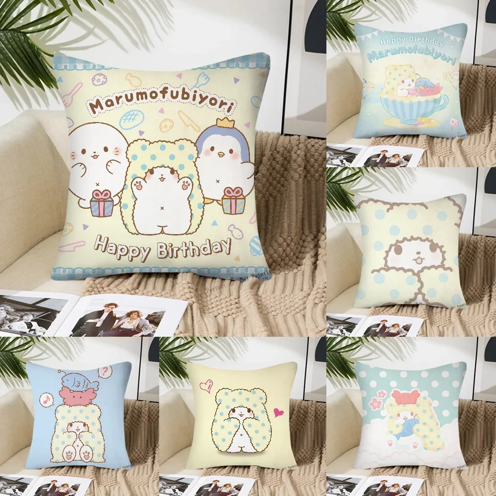 Cute Sanrio Marumofubiyori Pillow Case Fashion Square Pillowcase Bedroom Sofa Room Ins Decoration Leisure Cushion Cover 40x40