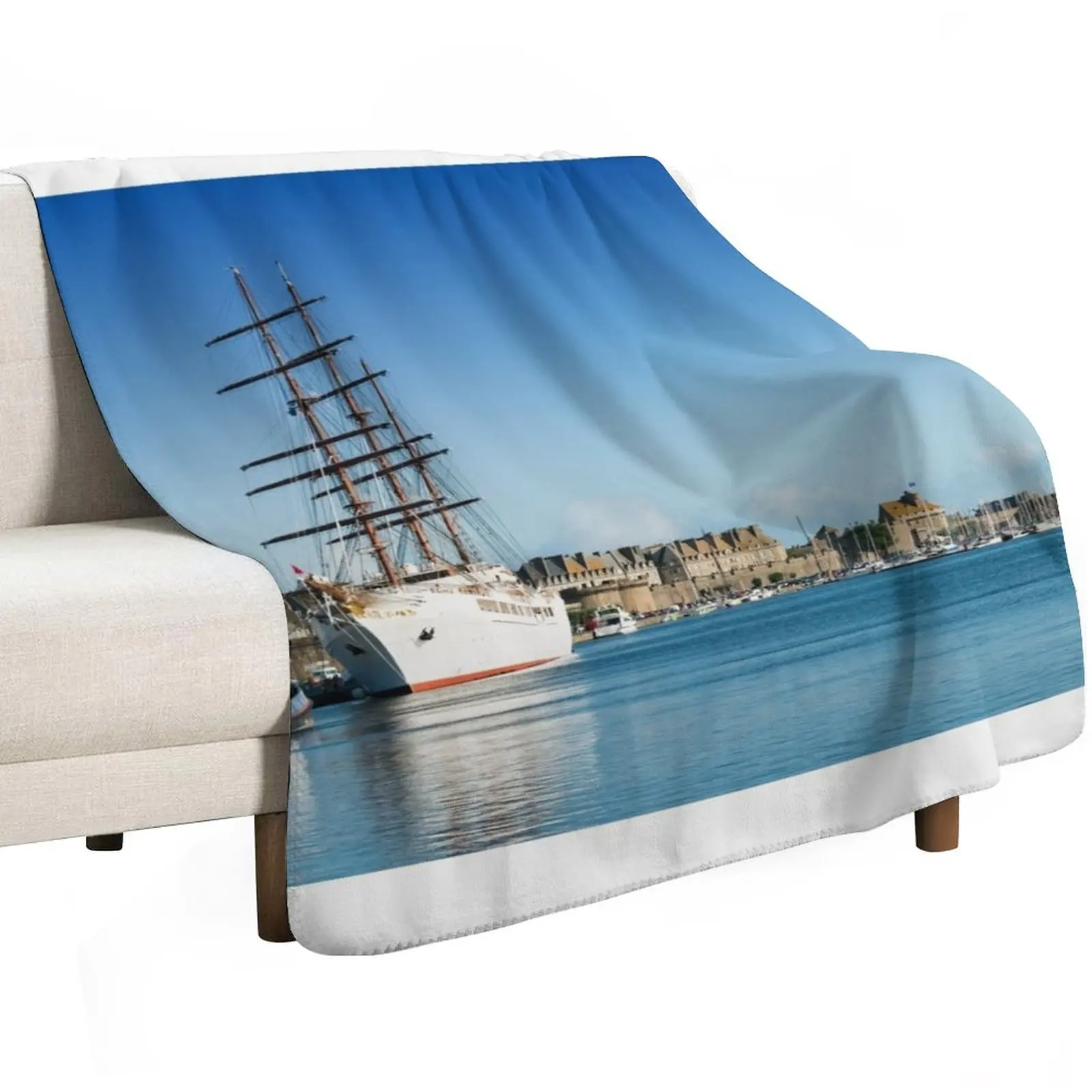 

Sea Cloud II at Saint Malo Throw Blanket Custom Luxury Brand Decorative Throw Decorative Sofa Blankets