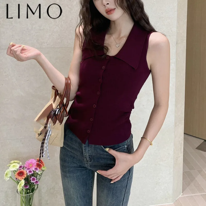 

LIMO 2025 Elegant Sleeveless Shirt Women’s Slim Fit Minimalist Office Blouse Lapel Neck Waist Pleated Casual Chic Versatile Tops