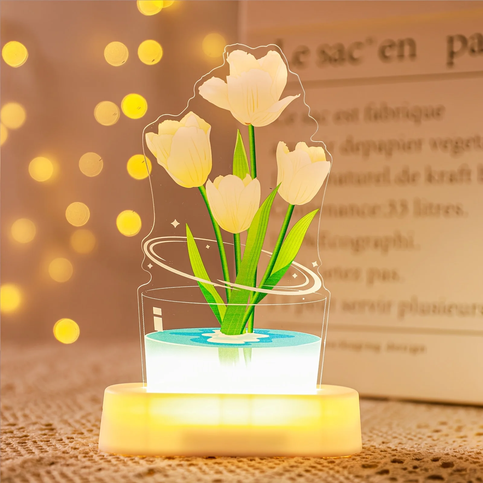 Tulip Night Light - DIY Desk LED Night Light 3D Lamp Tulip Bell Orchid Night Light Led Table Light 3D Night Light Birthday Gift