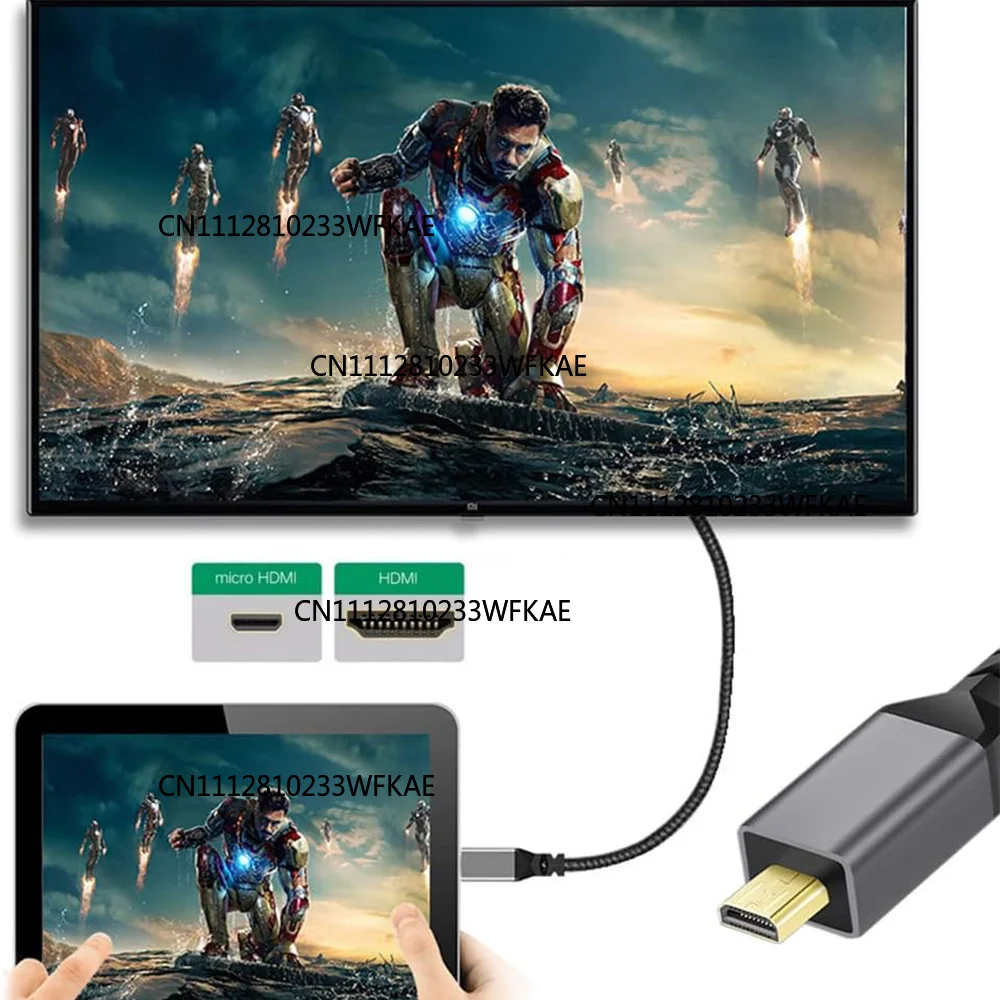 2PCS Micro HDMI to HDMI Adapter, Male to Female Cable HDMI 2.0 4K@60Hz HDR 3D Dolby 18Gbps High Speed, 20cm/7.87in Long view 2