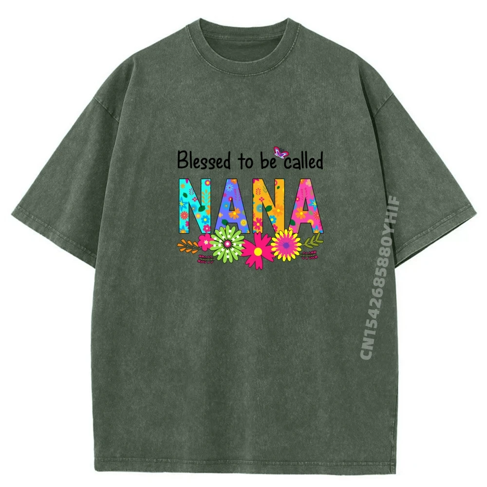 

Womens Blessed To Be Called Nana Wholesale Tshirts 100 Pcs Cotton Comfortable Washed T Shirt Men Printed Tops