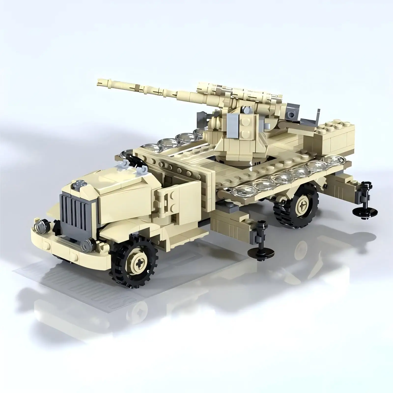 MOC Military Tank Series 634n Anti-aircraft Vehicle Building Block Spell Model Children Puzzle Brain Training Bricks Toy