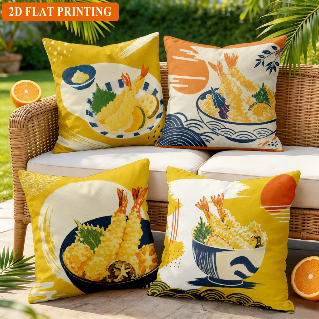 Tropical Retro Pineapple Food Print Throw Pillow Covers Cushion Set Coastal Beach Nautical Summer Home Decor