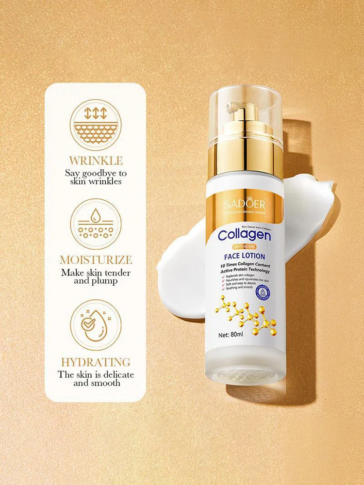 Colágeno Skin Care Product Set, Limpeza Facial, Creme Líquido para o Rosto, Hidratante e Hidratante, Cosméticos Femininos