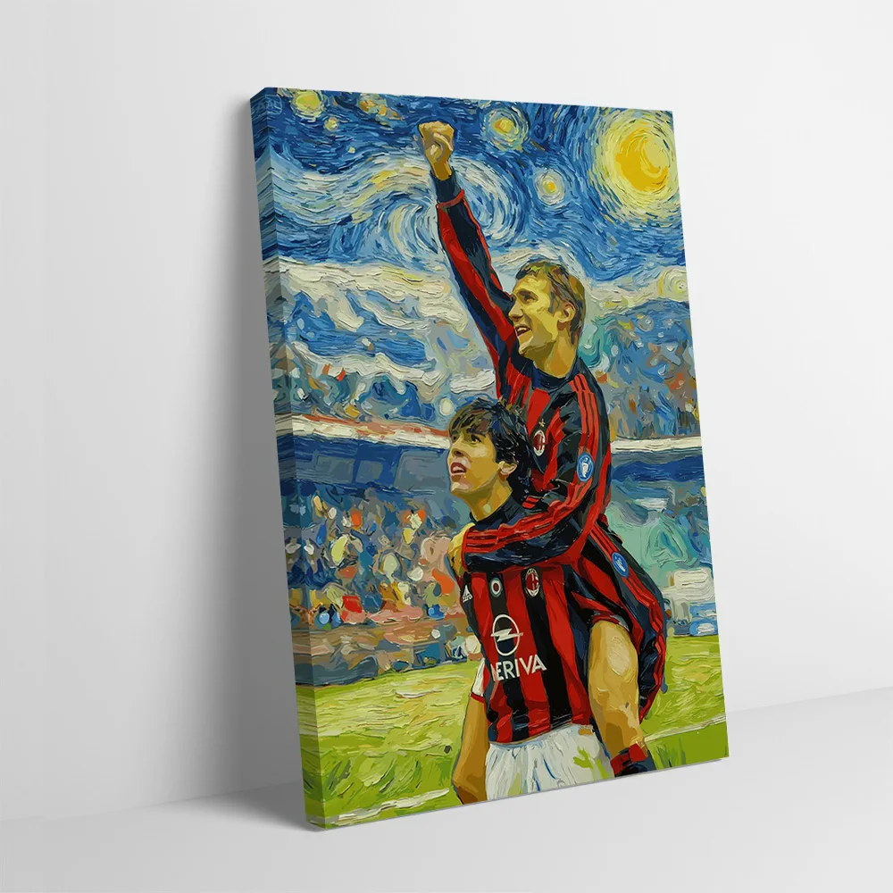 Football Players in Van Gogh Style Poster Customizable Printed Canvas Painting for Pictures Wall Art Decorative Paintings Frames