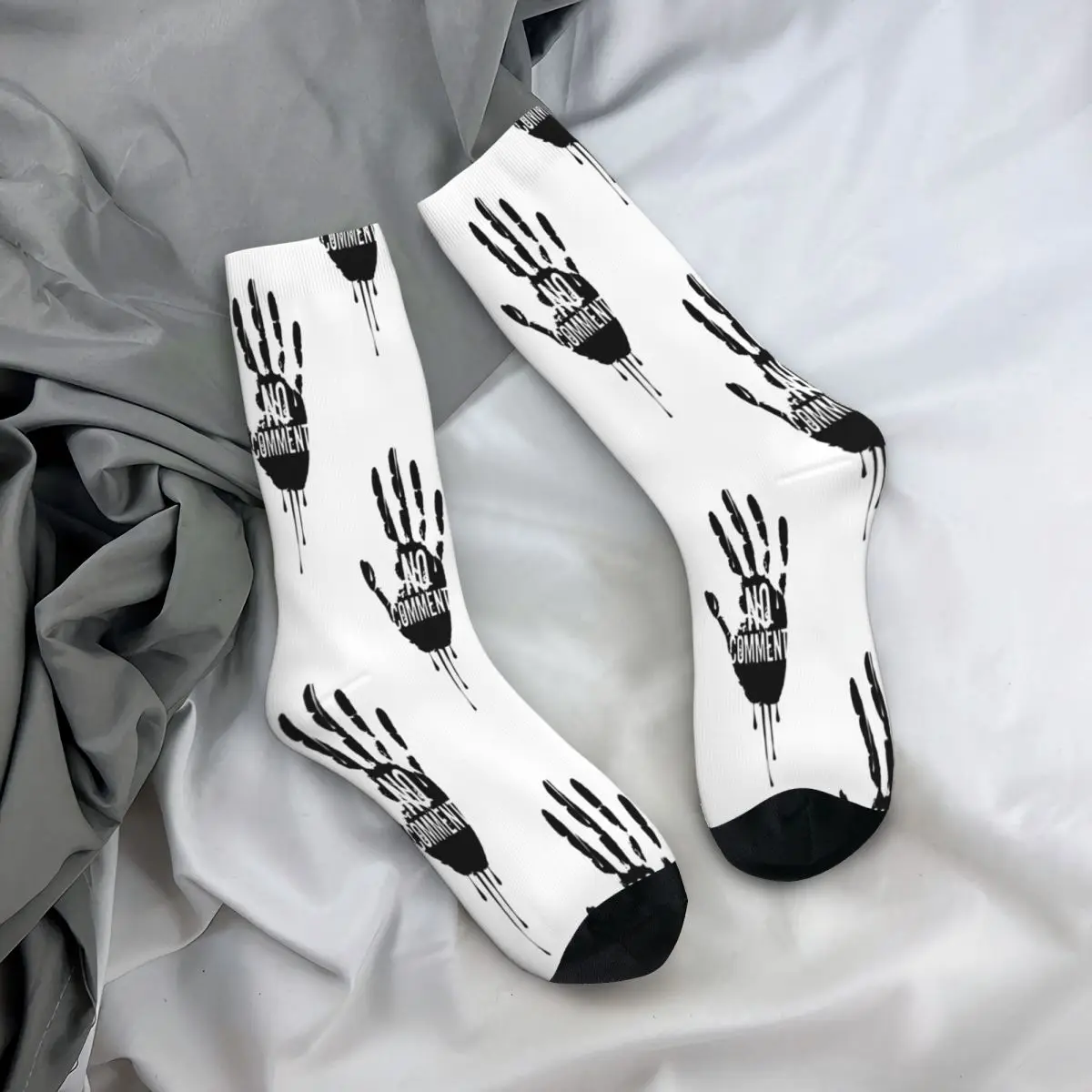 No Comment Graffiti Socks Male Mens Women Autumn Stockings Hip Hop image 3