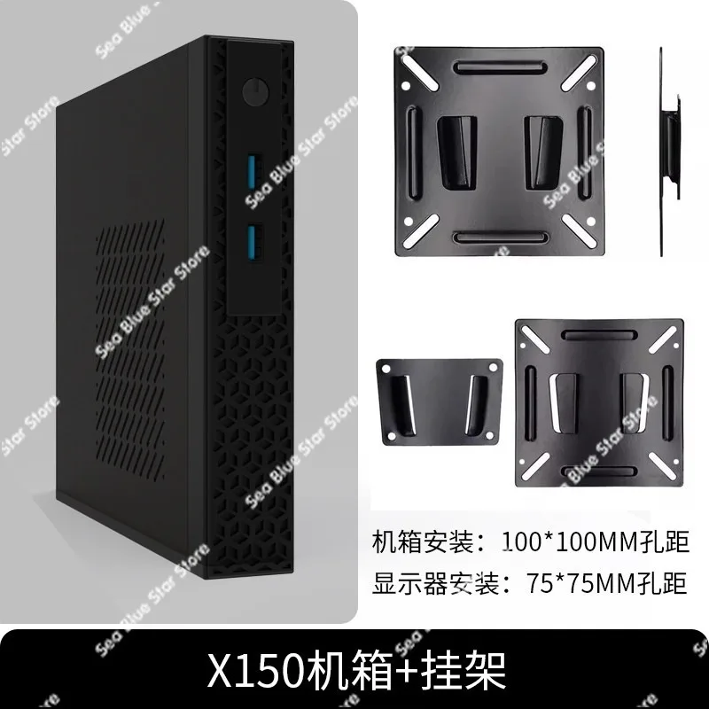 ITX chassis 33MM thick mini Thin HTPC portable silent industrial control host mini half height can be hung on the back