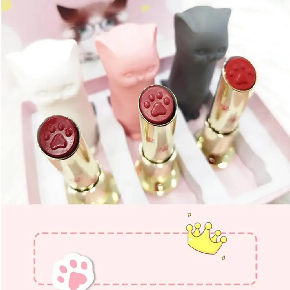 Cartoon Cat Lipstick Makeup Cat Lip Stick Waterproof Long Lasting Crystal Lipstick Moisturizing Lipstick Batom Free Shipping