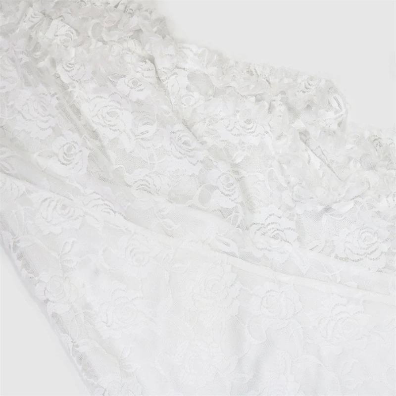 섹시한 시스루 레이스 패치워크 비대칭 맥시 드레스 여성 롱 플레어 슬리브 슬래시 넥 나이트 클럽 셀럽 파티 프롬 드레스 가운