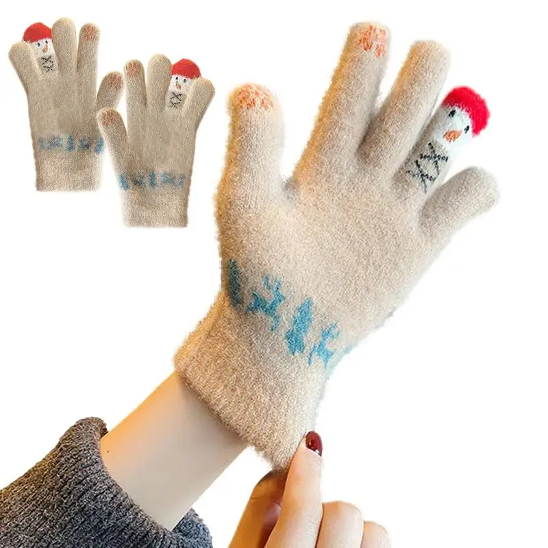 Soft Warm Touch Screen Winter Thermal Gloves Windproof Gloves With Wool Lining Non-slip Grip, Elastic Cuff, Knit Gloves