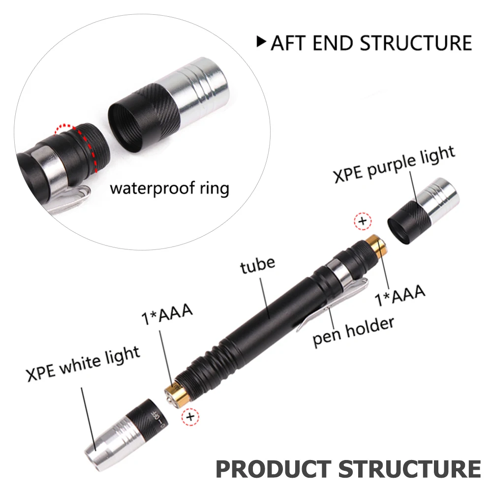 Мини-Стилус, 2 в 1, УФ + белый светильник, 395 нм, ультрафиолетосветильник