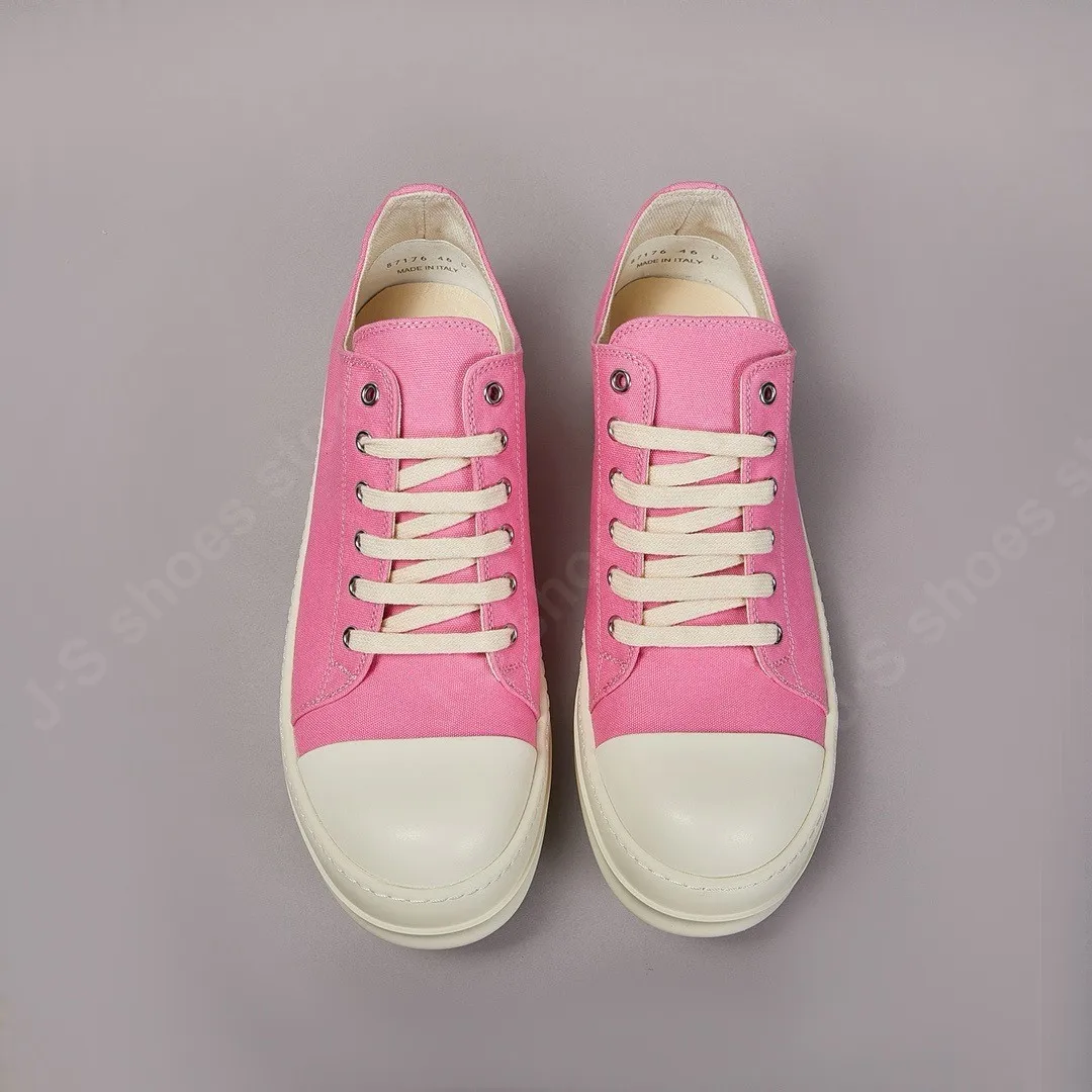 Brand RO Men Shoe Ricks Canvas Shoe Pink Women Casual Shoes Owens Sneaker Flat Shoes Luxury Lace Up Shoe Low Top Shoes Sneakers