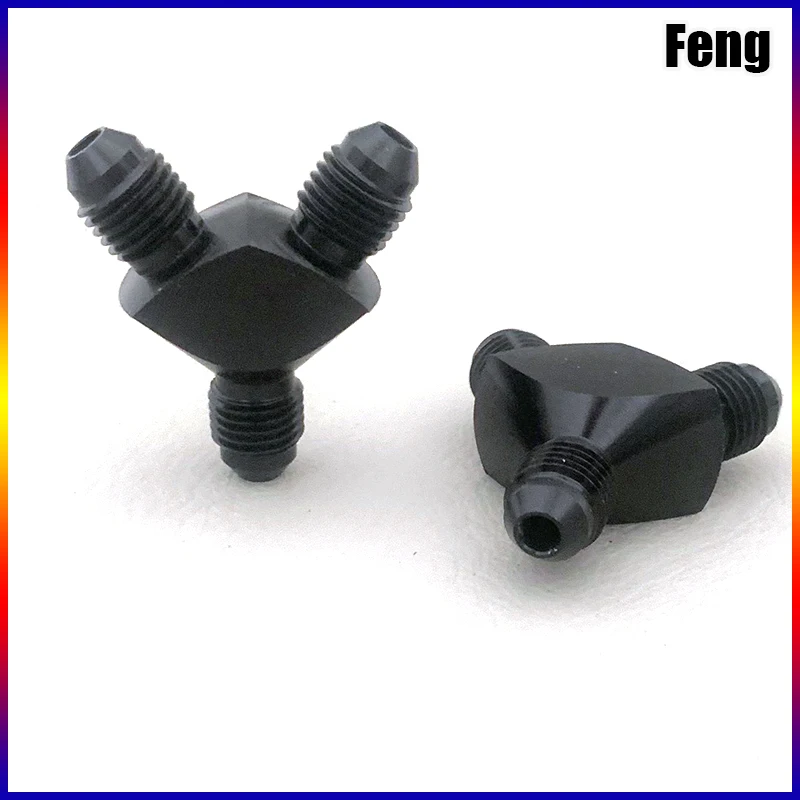 High Quality Y Block Adapter Fittings Adaptor AN4 AN6 AN8 AN10 Black Y Type Oil Pipe Joint Male Thread Fuel Hose Fitting