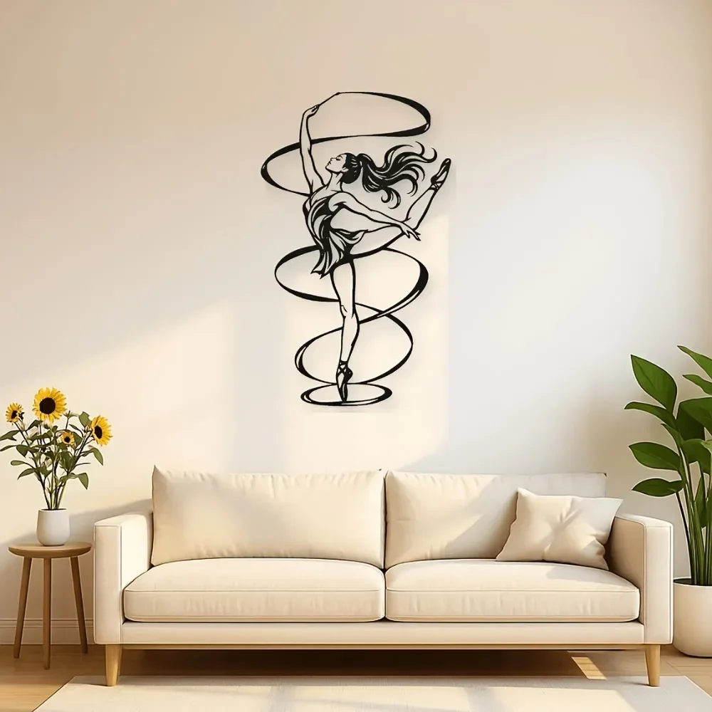 CIFBUY Ribbon Dancer Silhouette Wall Art Sign, Rust Proof Hanging Ornament, Perfect Gift for Dance Lover Home Decor