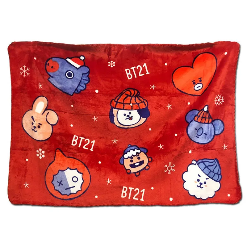 Manta de lana de cordero de lana de leche de doble capa, BT21, manta de siesta de aire acondicionado para el hogar y el coche, regalo para hombres y mujeres, amigos, Corea