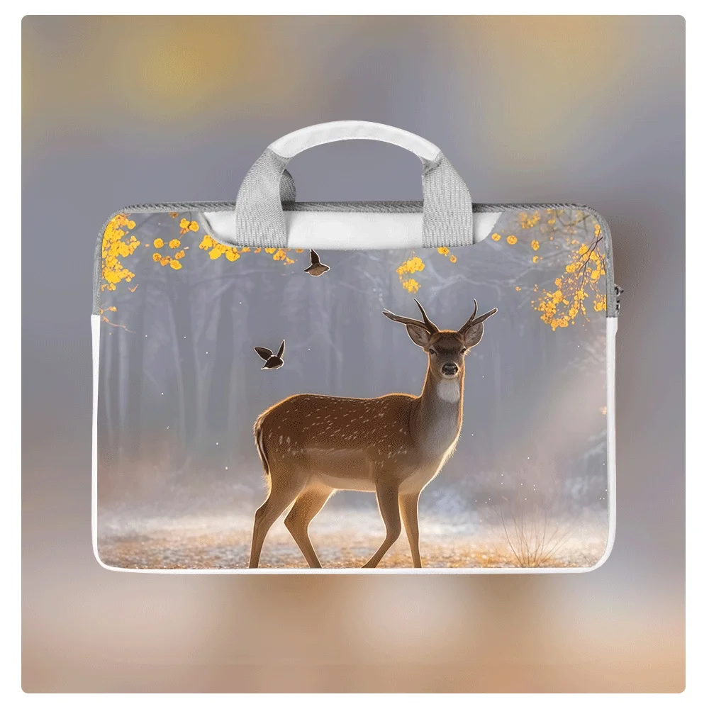 

Cute Deer Print Laptop Case 12 13.3 14 15.6 16Inch Waterproof PU Shockproof Portable Handbag for Laptop Macbook Dell Asus Gift