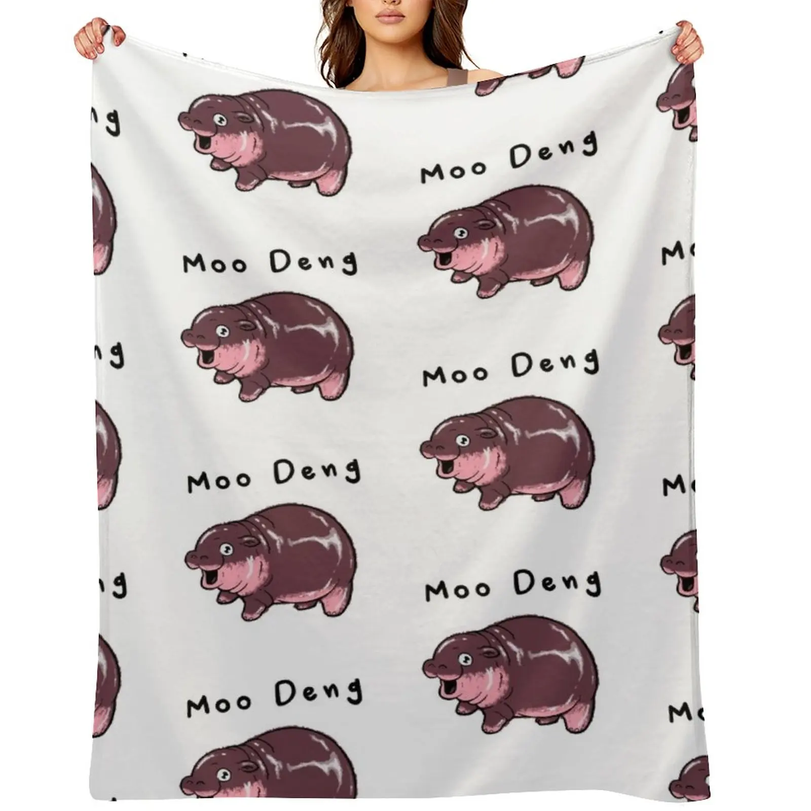 

Moo Deng Throw Blanket Furrys Designers Bed Fashionable Beach Blankets