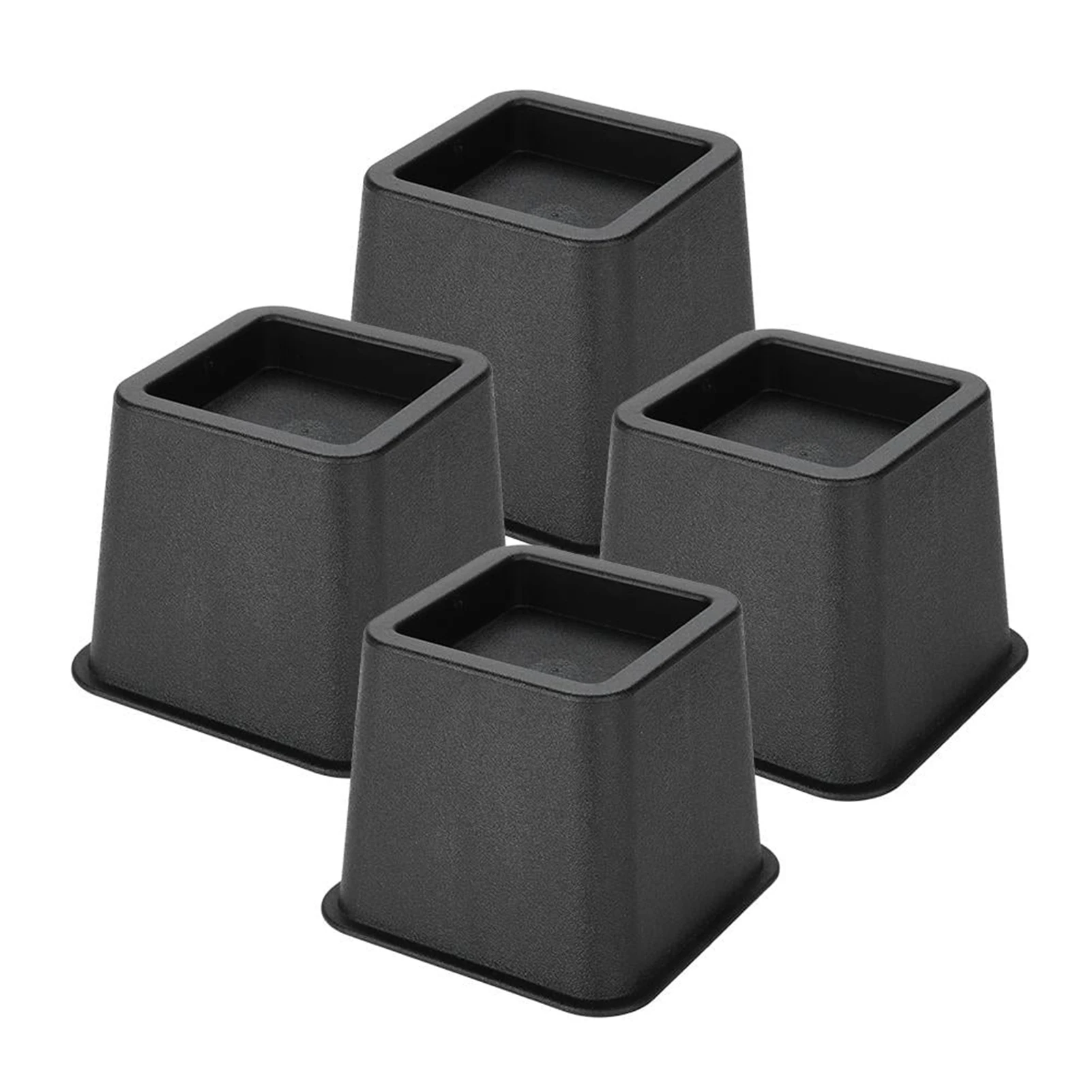 4pcs 3inch Bed Chair Plastic Practical Wardrobe Stable Heavy Duty Black Home Office Sofa Table Furniture Riser Anti Slip Lift