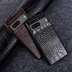 Genuine Leather Case for Google Pixel 7 Pro 6 Pro 6A 8Pro 7A Phone Cover Crocodile Pattern Housing Protective Fundal Back Shell